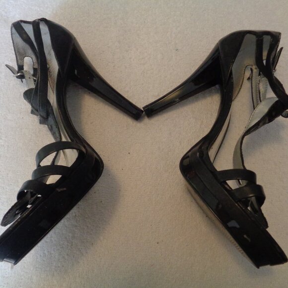 BEDROOM SHOES BLACK W 4 & 1/2 INCH HEELS ANKLE STRAPS BY CARLOS 9 - Picture 8 of 8
